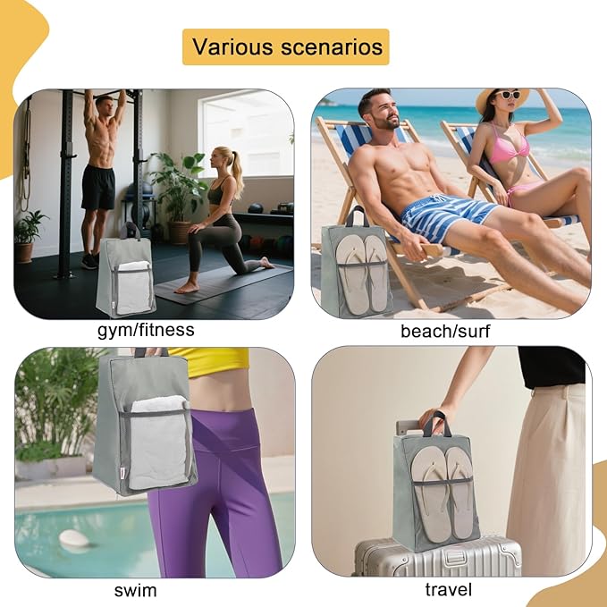 MOGARBRO Shoe Bags for Travel Storage Bag Organizer Bags Travel Accessories Must Haves Shoe Organizer Packing Cubes Beach Swim bag Daily Use Storage Travel Essentials Women Men Grey green