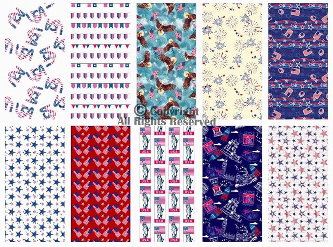 Craftido -25 Options- 100% Cotton Quilting Fabric Bundles 10pcs Fat Quarters 18”x21”-Medium Weight 5.2 oz- Soft Cotton for Quilting, Sewing Project, Patchwork, DIY Crafts – American Style