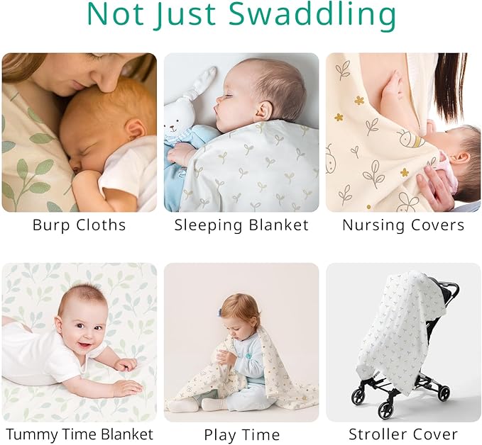 HECCEI Muslin Swaddle Blanket - Baby Muslin Blanket Large Swaddles 47 x 47 inches Breathable & Soft Baby Receiving Blanket Gender Neutral for Newborn Boys Girls, Bubble Play
