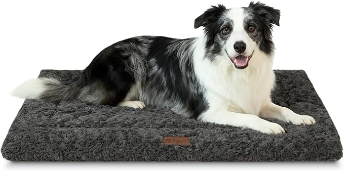 VERABE Fluffy Reversible Dog Bed Mat - Ultra Soft & Machine Washable Dog Crate Pad fit for Metal Kennel, Cozy Sleeping Mat, 47" x 29", Gray
