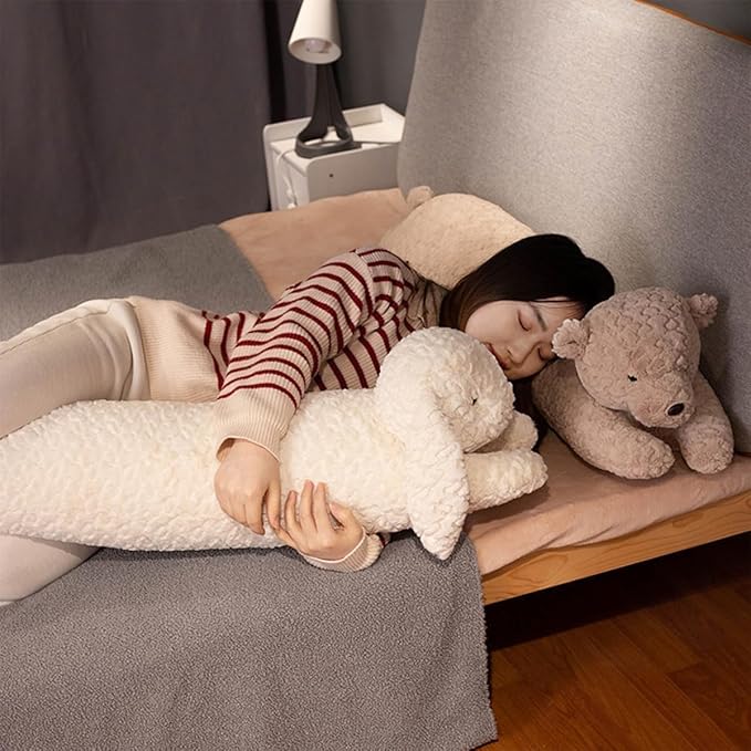 Hofun4U Rabbit Plush Pillow, Rabbit Stuffed Animal, Rabbit Plush Long Body Pillow for Kids Adults (White,35 inch)