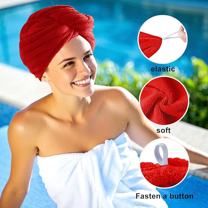 AGKXHDEC 3 Packs Single Layer Microfiber Hair Turbans - Drying Wrap for Women (Light Green,Red,Dark Blue)
