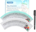 Serfeymi 48 Pcs Pill Pouch Bags for Travel Reusable Plastic Bags 3x3 Inch 12 mil (Double Sided) Translucent Zippered Pill Pouches for Medicine with Slide Lock & Writable Label, 1 Pc Marker-Green+White