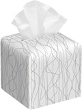 Grey Wavy Striped Tissue Box Cover,Abstract Wavy Line Waterproof Leather Square Tissue Box Cover Case Facial Paper Organizer Dispenser Box Holder for Home Office Bathroom Vanity Countertop