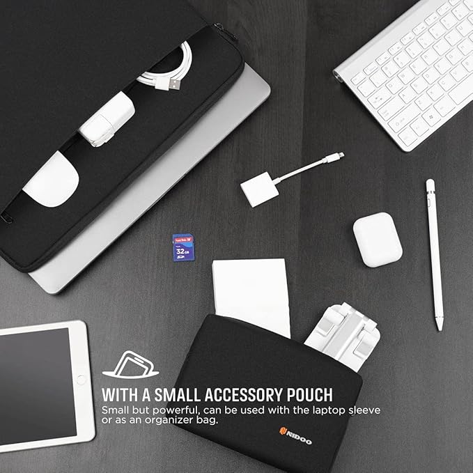 NIDOO 17.3 inch Laptop Sleeve Bag Computer Carrying Case Cover Compatible with Lenovo Legion 5 Y540 / Acer Chromebook 317 / HP Gaming Pavilion 17 470 / Dell MSI with Accessory Bag for Men Women, Black