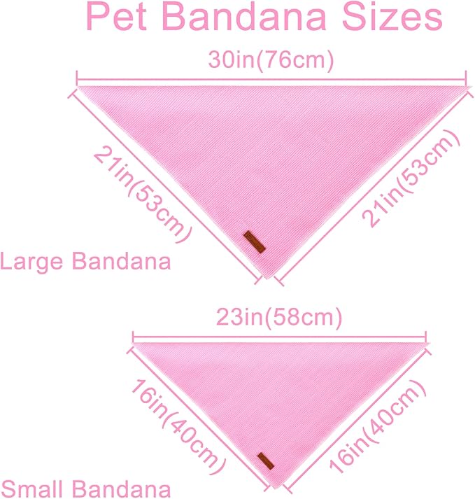 UP URARA PUP Dog Bandana - Comfortable Cotton Triangle Scarf for Medium Large Dogs, Washable Pet Kerchief for Girl Female Dogs, Pink Adorable Classic Bid Scarf