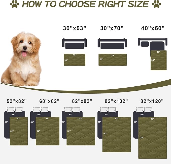 Smiry Waterproof Dog Bed Cover Blanket 52x82, Soft Reversible Pet Blanket, Washable Leakproof Cats Dogs Couch Cover for Sofa, Couch, Furniture, Lattice, Green/Navy