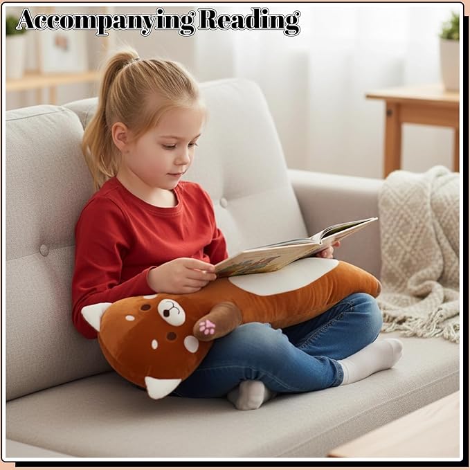 Shuoopen Red Panda Stuffed Animal Pillow - Long Red Panda Plush Toy, Super Soft Hugging Pillow for Kids & Adults, Gift for Christmas & Home Decor (60cm/23.6inch)