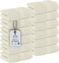 DAN RIVER 12-Pack Premium 100% Cotton Ivory Face Towels for Bathroom - Reusable Face Wash Cloths for Showering 12x12 Inches - 550 GSM Super Soft & Absorbent Luxury WashCloths for Body, Spa & Gym