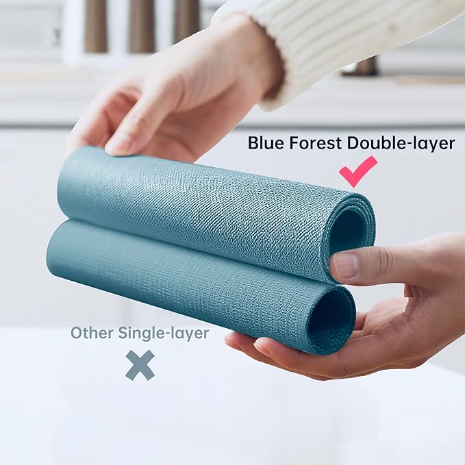 Blue Forest | Rectangular Faux Linen Placemats Set of 4 | Dual- Layered Thickened for Durability | Heat Resistant | Machine Washable | Wrinkle Free for Easy Care Indoor/Outdoor Use - Sky Blue