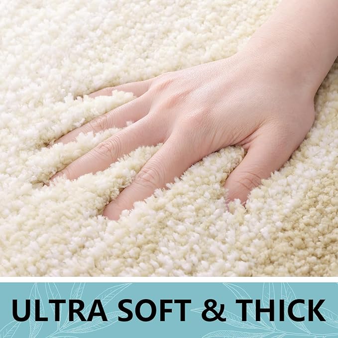 Arotive Microfiber Bathroom Rugs, Shaggy Soft and Absorbent Bath Rug, Non-Slip, Thick Plush Machine Washable Dry Bath Mats for Bathroom, Tub and Shower, 47x17, Light Beige, Rectangular