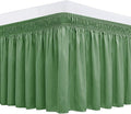 Biscaynebay Wrap Around Bed Skirts for Queen Beds 17" Long Drop, Sage Adjustable Elastic Dust Ruffles Easy Fit Wrinkle Resistant Silky Luxurious Fabric Machine Washable