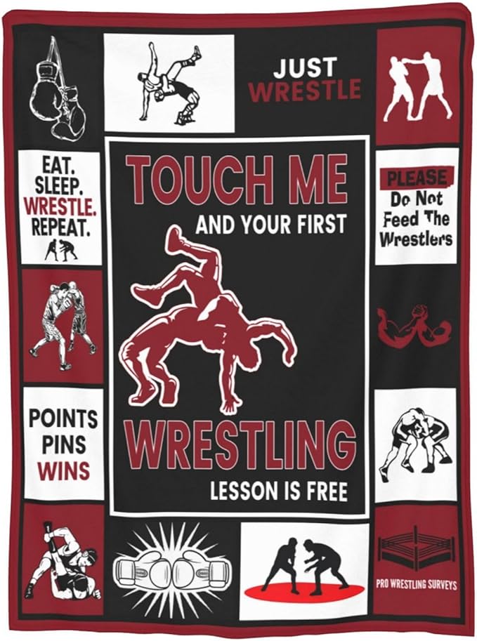 wsradto Wrestling Blanket Wrestling Enthusiasts Throw Blanket Inspirational Bedding Lovers Gifts Cozy Fleece Flannel Lightweight Stuff Plush for Men Boys Adults for Couch Sofa Bed Home Decor 60"X80"