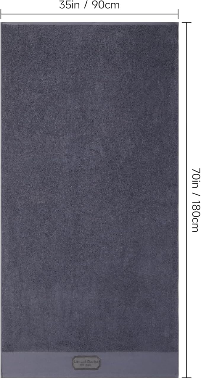 REDKISS 35"x70" Luxury Bath Sheets Towels Set of 2, 100% Cotton & 700 GSM,Ultra Soft & Highly Absorbent Bath Towels Set,Perfect for Bathroom,Spa and Hotel-Dark Gray