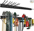 Howzone 64 Inches Garage Organization, Wall Mount Garden Tool Organizer, 880lbs Adjustable Heavy Duty Metal Hanging Hooks, Garden Tool Storage Rack for Garage, Yard, and Shed (4 Racks, 12 Hooks)
