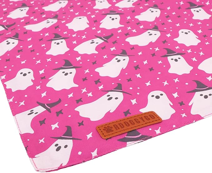 ADOGGYGO Halloween Dog Bandana, Pumpkin Ghost Pet Scarf, Premium Durable Fabric, Adjustable Fit Halloween Bandanas for Small Dogs Pets (Small)