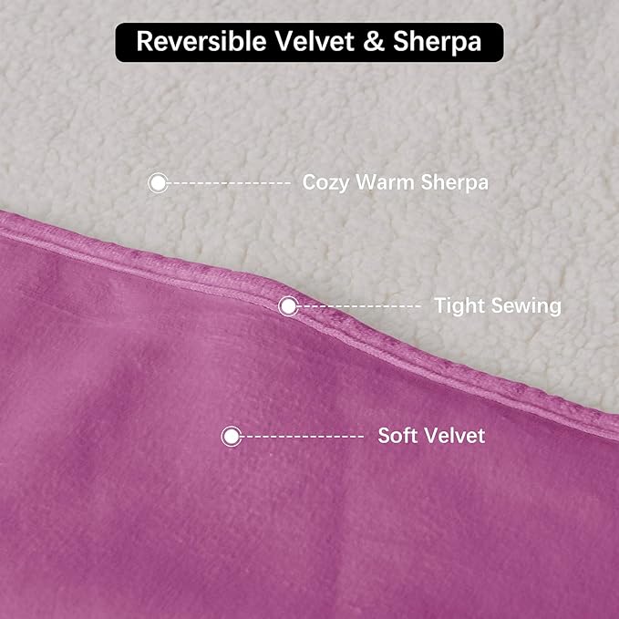 Bigbeer Waterproof Dog Blankets for Large Dogs, Washable Pet Blanket for Indoor Cats, Plush Sherpa Puppy Throw Furniture Protector for Bed Couch Sofa(40"x50",L,Purple)