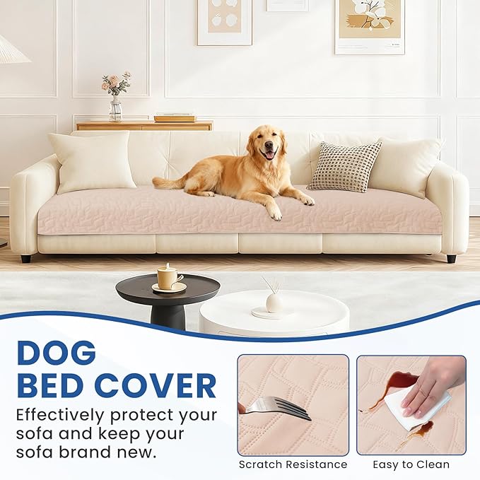 CYCMACO Waterproof Couch Covers for Pets, Waterproof Dog Bed Cover, Anti-Slip Soft Dog Blankets, Couch Cover for Dogs Washable, Pet Blanket for Puppy Large Dogs Cat (30x53 Inch, Beige)