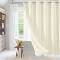 MitoVilla No Hooks Needed Extra Long Shower Curtain Liner Set, Ivory 86 inch XL Heavyweight Waffle Fabric Cloth Shower Curtains Set with Snap-in Liner for Modern Luxury Hotel & Spa Bathroom Decor