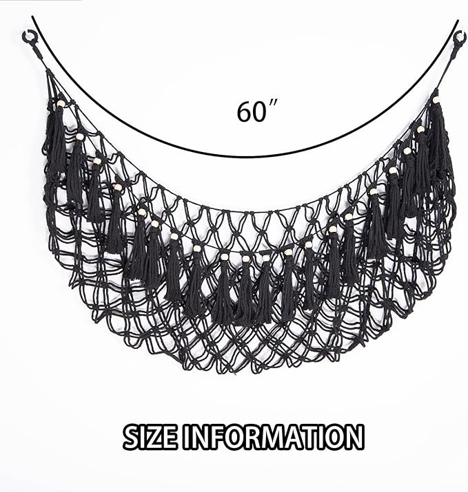 YKBU Large Stuffed Animal Net or Hammock Macrame Toy Display Plush Toy Holder Wall Hanging Net for Stuffed Animal Storage_Black