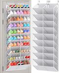 UVIAHOMI 30 Pairs Over the Door Shoe Organizer, Clear Pockets Hanging Shoe Storage for Closet, 10-Tier Door Shoes Rack Storage Fit All the Family's Sneakers, Boots, Heels, Light Grey