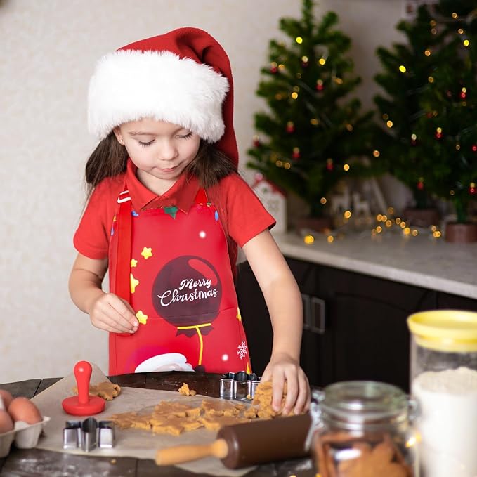 Sylfairy Aprons for Kids Girls Rainbow Unicorn Apron Children Kitchen Chef Aprons Smock (Christmas tree, Small,3-5Years)
