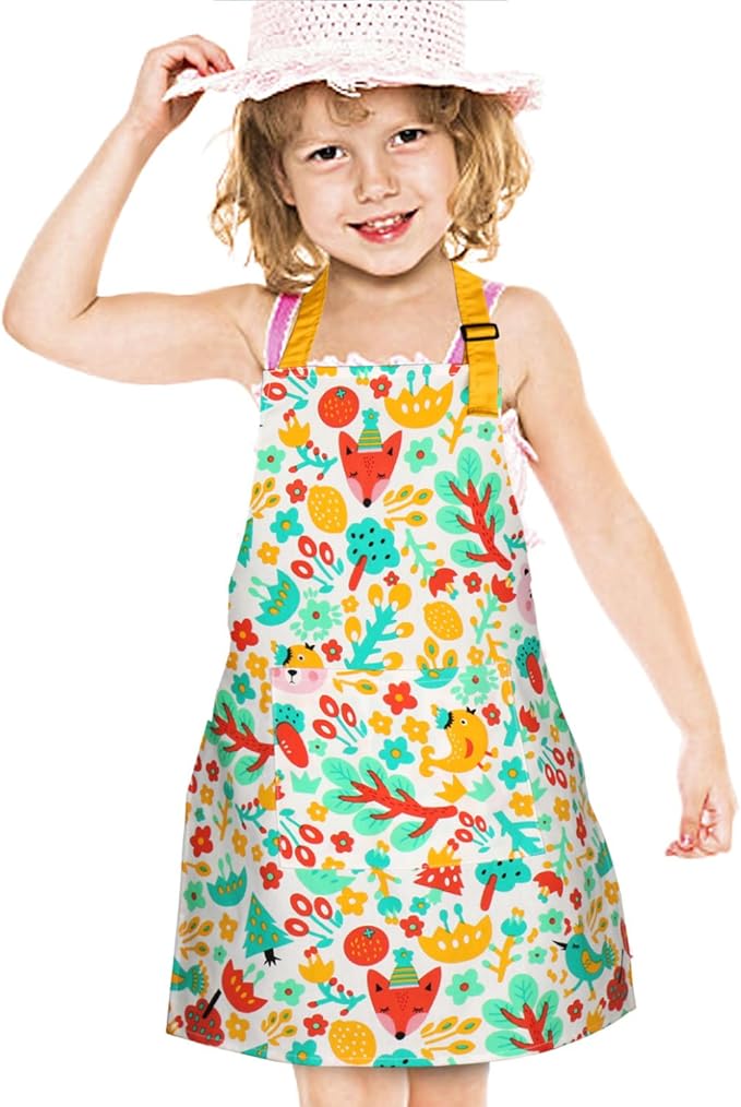 Jennice House Kids Aprons, Cotton Children Aprons with Adjustable Neck Strap Child Chef Aprons