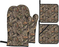 Camo Camouflage Forest Oven Mitts and Pot Holders Set of 4, Oven Mittens and Potholders Heat Resistant Gloves for Kitchen Cooking Baking Grilling BBQ