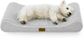 COZY KISS Dog Bed for Medium Dogs up to 65 lbs - Removable Washable Cover with Waterproof Lining & Non-Skid Bottom, Cotton-Polyester Blend Boat-Shaped Lounger Mattress, M(36x24x5.5in), Light Gray