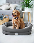 bilypaws Orthopedic Dog Bed for Small Dogs, Pet Sofa Bed with Egg Crate Foam, 4-Sided Bolster, Removable Washable Cover & Anti-Slip Bottom, Small Dark Gray