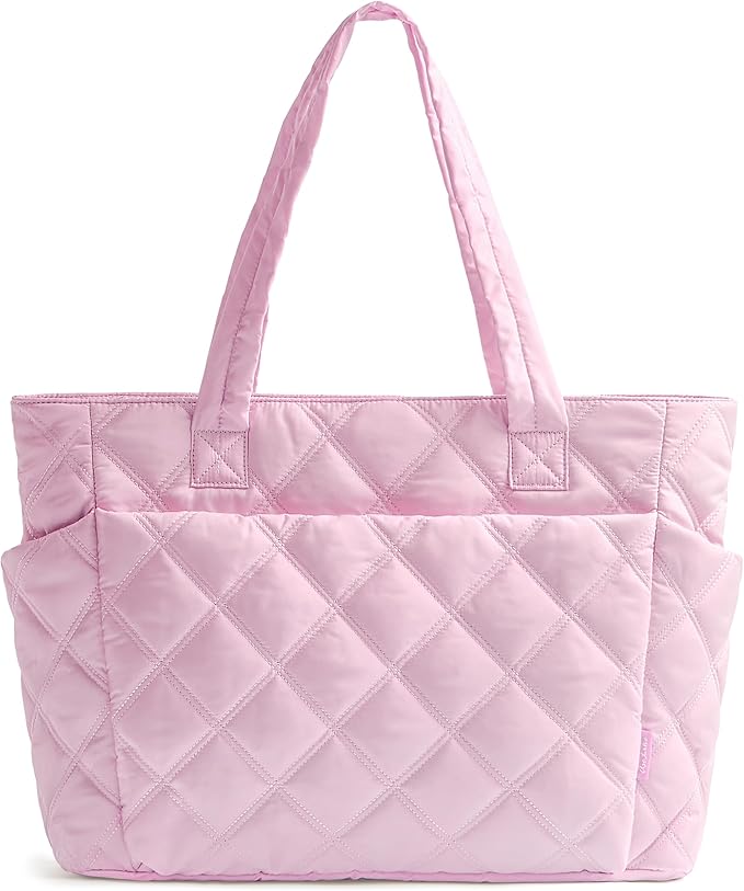 Uselike Tote Bag for Women, Lightweight Puffer Tote Work Bags with Compartments for Travel, Quilted Shoulder Bag with Zipper