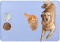 Bartuke Cat Food Mat, 34" x 22" Large Silicone Pet Feeding Mat for Food and Water Bowls Non-Slip, Easy to Clean (Blue)