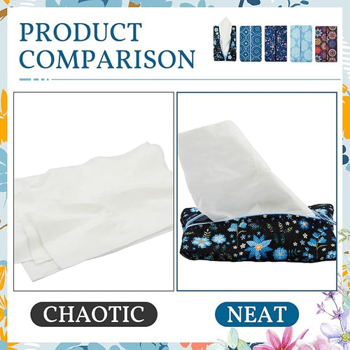 5 Pieces Tissues Purse Pocket Tissue Holder Reusable Travel Pouch Fabric Zipper Enclosed Small Size Flower Pattern Holder for Purse Coins for Christmas, 5.25 x 3 Inches (Floral Style)