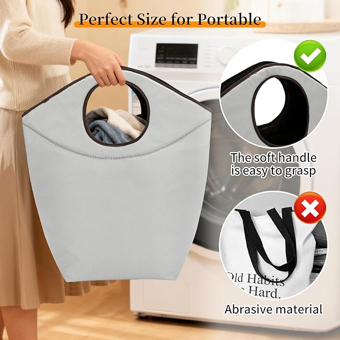 46L Foldable Storage Hamper Bag with Soft Padded Handle, Multi-Purpose Oxford Fabric Laundry Basket, Collapsible Storage Bag for Home, Bedroom, Dormitory, Travel & Outdoor