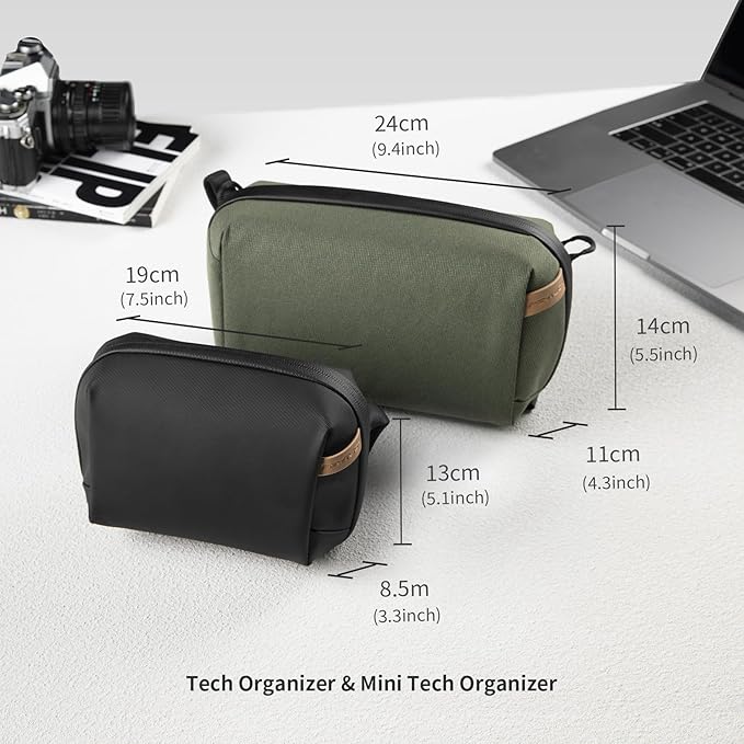 PGYTECH Mini Travel Tech Organizer, Waterproof Tech Pouch, Electronics Accessories Organizer Carrying Case, Cable Organizer Bag for Cables, Cord, Phone Batteries, Charger,Photography SD Card, Black