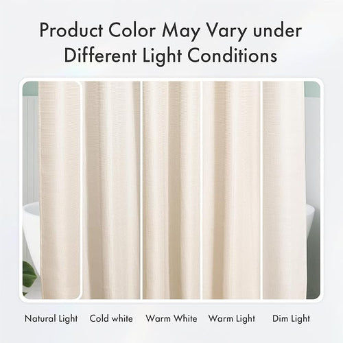 AmazerBath Waffle Shower Curtain, Heavy Duty Fabric Shower Curtain with Waffle Weave Hotel Quality Bathroom Curtains, 72 x 72 Inches (Cream Yellow)