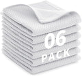 LikGuest Honeycomb Cotton Dish Cloths 6 Pack,12x12 Inch – Super Absorbent, Quick-Dry & Reusable Kitchen Cleaning Cloths, Lint-Free Washable Towels for Dishes, Glass & Household Use(White)