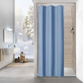 MitoVilla Blue Waffle Small Stall Shower Curtain 36 x 72, Half Size Fabric Narrow Shower Curtains for Bathroom Decor, 36 inch Weighted Shower Curtain Set with Plastic Hooks, Moonlight Blue