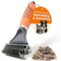 GoPets Dematting Comb for Dogs, Pet Grooming Rake, Double-Sided Dog Brush for Shedding, Deshedding Brush for Cats, Undercoat Mat Dematting Tool for Long Haired Cats, Cat Comb for Grooming Matting Hair