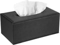 Sumnacon Tissue Box Cover Rectangle Tissue Box Stylish PU Tissue Box Holder with Magnetic Bottom, Decorative Leather Tissue Cover for Living Room Bathroom Table Desk Home Office Car, Black