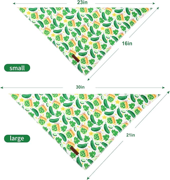 MR.CHUBBFACE Summer Dog Bandana, Pickle Cotton Bandana for Small Medium Large Dogs, Adjustable Pet Triangle Bibs Scarf