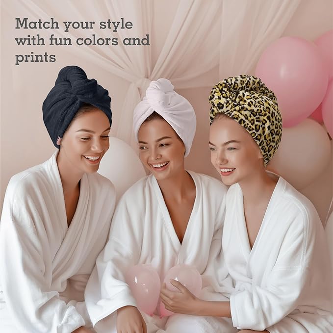 Brook + Bay Microfiber Hair Towel Wrap - Quick-Dry Absorption & Microfiber Towel - Anti-Frizz Styling & Hair Plop Technique