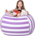 WEKAPO Stuffed Animal Storage Bean Bag Chair Cover for Kids | Stuffable Zipper Beanbag for Organizing Children Plush Toys Large Premium Cotton Canvas (Purple, XX-Large)