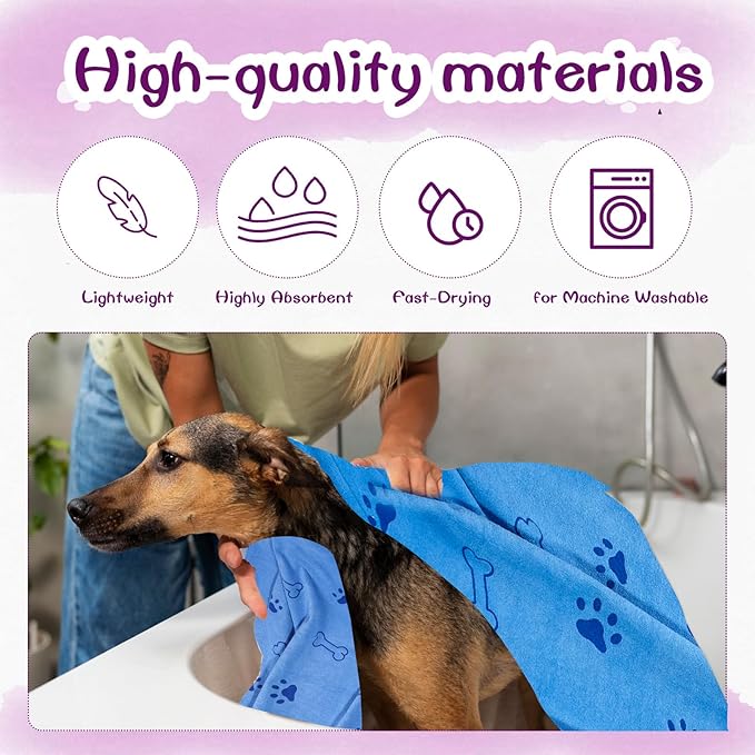 SENONAPO 30 Pcs Dog Towels for Drying Dogs Bulk 20 x 40 Inch Quick Drying Pet Bath Towels Colorful Pet Grooming Towel Absorbent Microfiber Towel for Small Medium Large Dog Puppy Cat