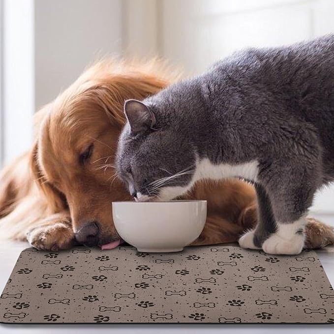 Dog Food Mats,Cat Absorbent Water Bowl Feeding Mats Pet Placemats for Food and Water Spot 24 * 32 inch