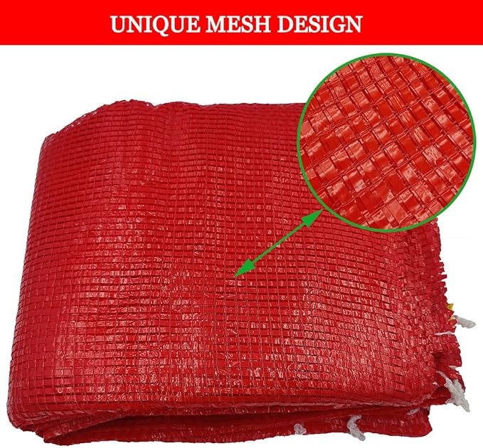 40Pcs Extra Large Mesh Produce Bags, Mesh Onion Bags 35.3" x 23.5" Reusable Drawstring Fresh Produce Storage Bags for Citrus Potato Onion Vegetable Storage Bags Sacks Holds up to 60 lbs (Orange, 10)