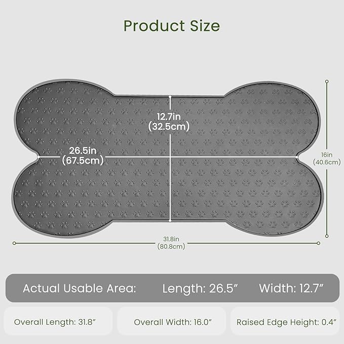 PWTAA Dog Food Mat Anti-Slip Silicone Dog Bowl Mat Thicker Pet Placemat Waterproof Cat Feeder Pad with Raised Edge Puppy Kitten Feeding Mats Suitable Small Medium-Sized Dogs Cats Eating Tray