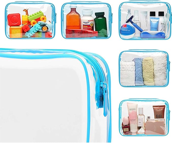 6 Packs Clear Cosmetics Bags for Women Men Waterproof Toiletry Bags PVC Makeup Bags Organizer Case with Zipper for Travel Bathroom (6 Mixed Colors)