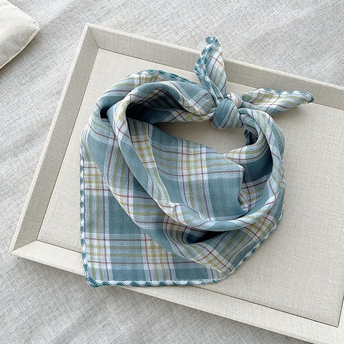 Pemilosci Double Layers Two Tones Dog Cotton Square Bandana Bibs Scarf Kerchief for Small Medium Dogs Boy or Girl - DCB12 G&W