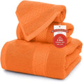 RIVERSIDE 3-Piece Towel Set, 1 Bath Towel, 1 Hand Towel, 1 Washcloth, 550 GSM Ring Spun Cotton, Soft, Quick Dry, Absorbent Bathroom Towels for Home, Gym, Spa, Orange
